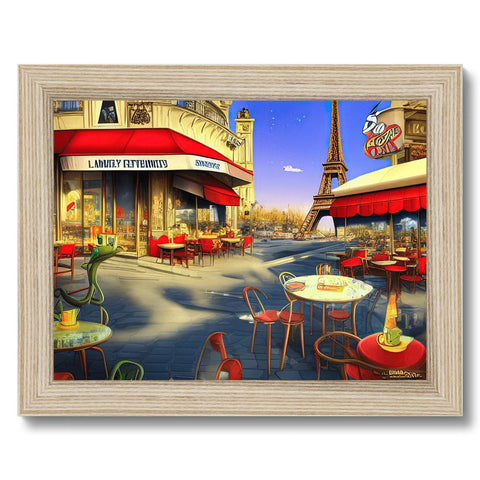 Luncheonette is displayed in a photo that is on a wooden plate.