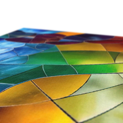 a wooden mosaic tile mosaic tile piece with a bunch of different colored glass on top