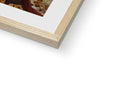 Wooden photo frame that has a picture of a woman standing next to a wooden table