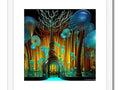 Art print on canvas depicting a forest with mushrooms growing in the background