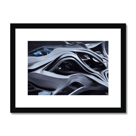 a picture is on a shelf showing an abstract scene with an art print