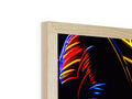 A wooden frame with a large display TV in it a television picture frame of tv and