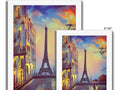 a yellow greeting card with a picture of the Eiffel tower and two different trees