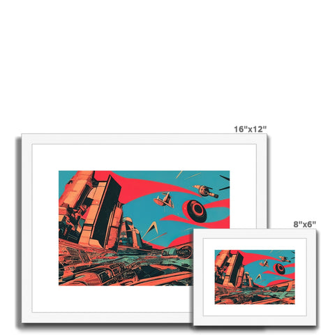 Art prints of several airplanes in various forms hanging from a wall with red and blue prints