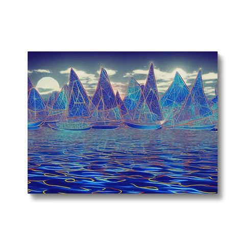 a group of sailboats that are on the water floating on a blue lake