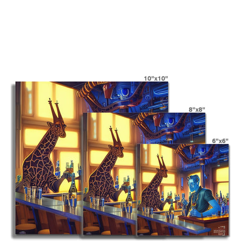 a softcover for a place mat that shows a giraffe on a table