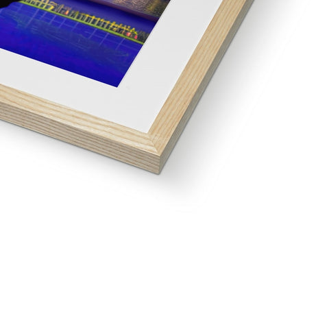 An art image of a blue wooden frame with a photograph on it.