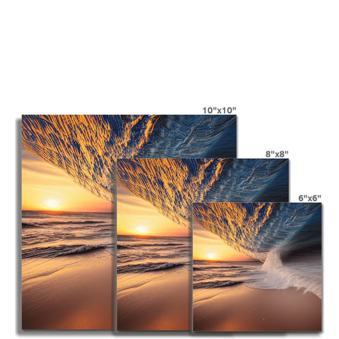 A picture panel with four photographs floating on top of a table top.