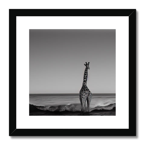 A giraffe standing on a sandy hillside watching animals eating flowers.
