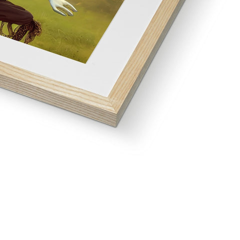 A framed book with a picture of a girl looking into her palm.