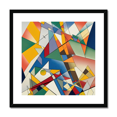 A geometric art print on a canvas with kites and paper.
