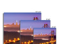 A picture of the Golden gate bridge with four images on it