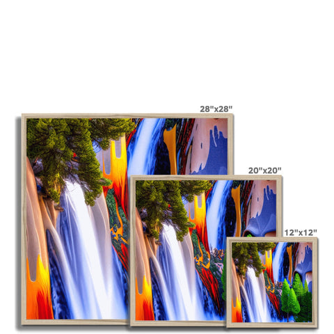 A large picture frame with colorful and colorful photo frames with a waterfall as background.