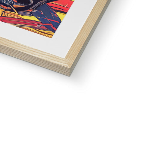 A picture print print of a wooden frame that is sitting on top of a book box