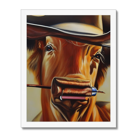 The picture has a cowboy hanging a body next to a pen.