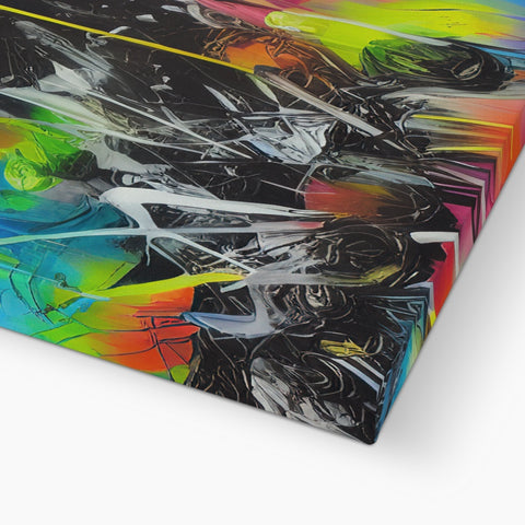 A skateboarding board with an abstract design painted in a clear acrylic paint.