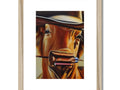 a framed artist art of a horse wearing a hat and holding a saddle
