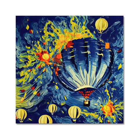 a woman is in the sky flying a large paper blue air balloon