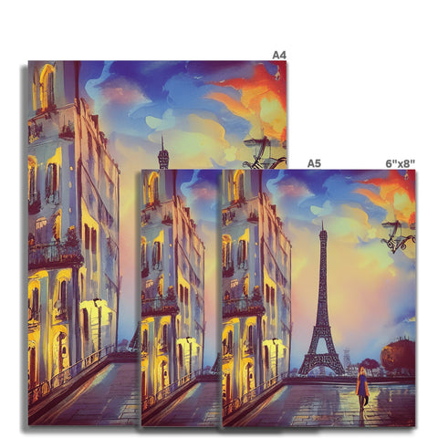 Art print on a stone wall from "The Eiffel Tower" and "C