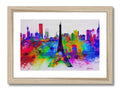 A piece of art printed on wooden frames with a city skyline from a Paris skyline.