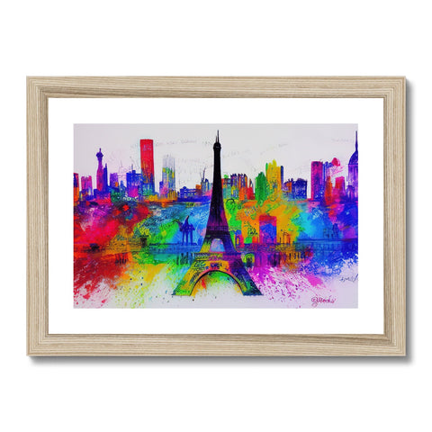 A piece of art printed on wooden frames with a city skyline from a Paris skyline.