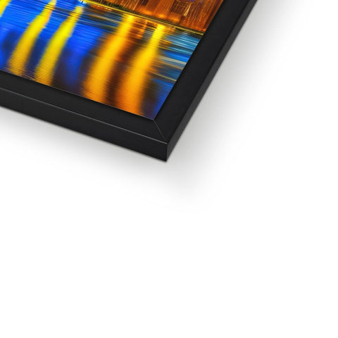 A picture frame with a photo in it is filled with colorful glass.