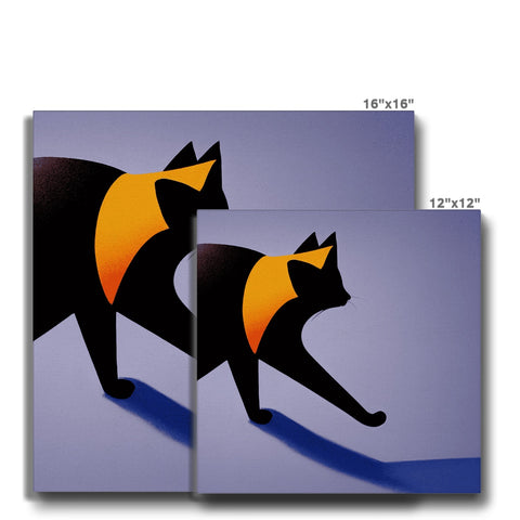 Cats standing on top of a wooden surface by a wall while a card is placed