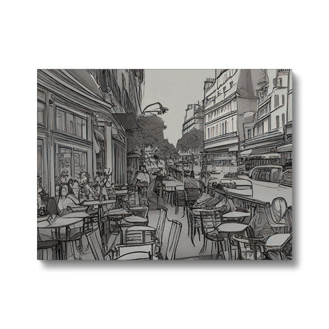 Coffee and place mats on some white paper placel in a crowded city street