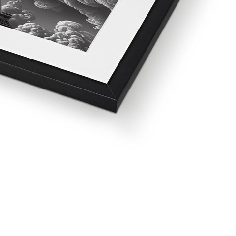 A picture of a white picture frame with a white background with gray art in it.