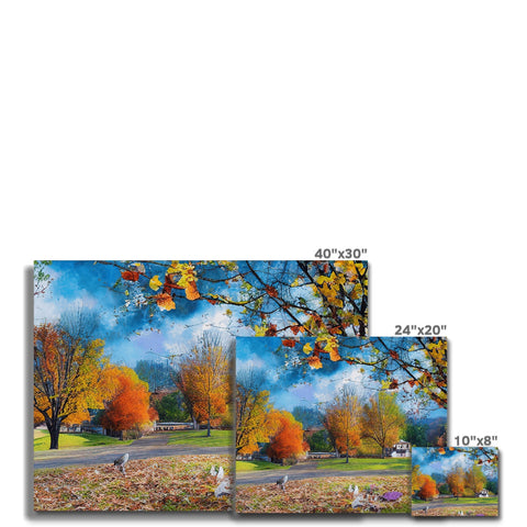 Three large picture cards with autumn decorated background on a pile of white paper paper.