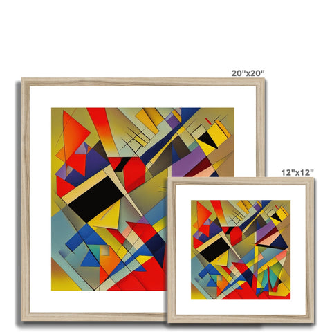 A set of picture frames with different types of art hanging on the wall.