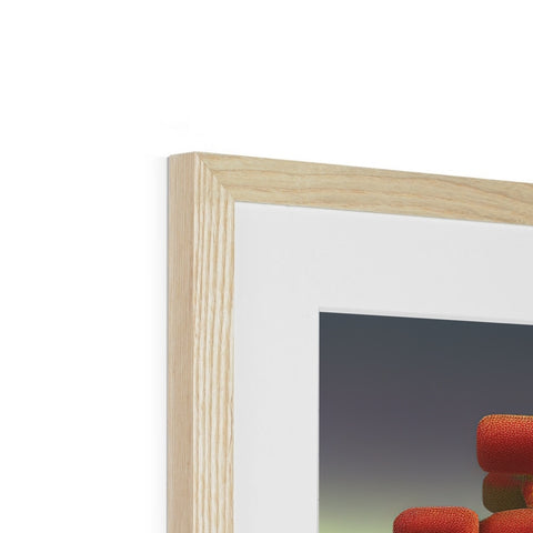 A wooden picture frame holds an image in a frame with wood on it.
