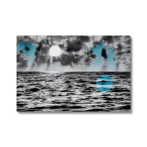 Art print of surfboard on top of water sitting on a dock.