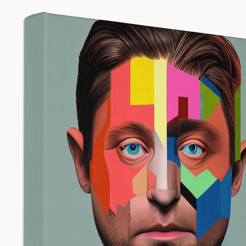 A man with colorful paint on his face and a pencil on top of a white book