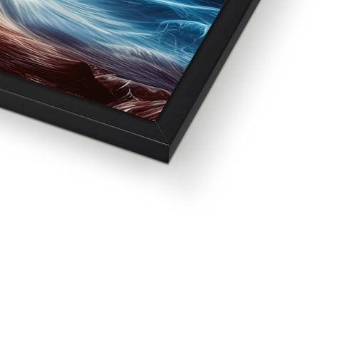 An image of a picture frame with a blue framed photograph on it.