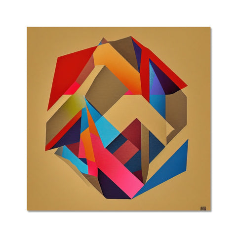 A canvas print on paper with shapes and colors.