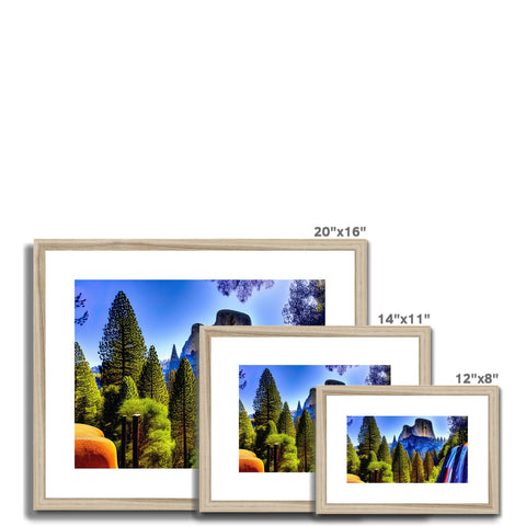 A picture with beautiful print on a white background is in a wooden frame (shown above