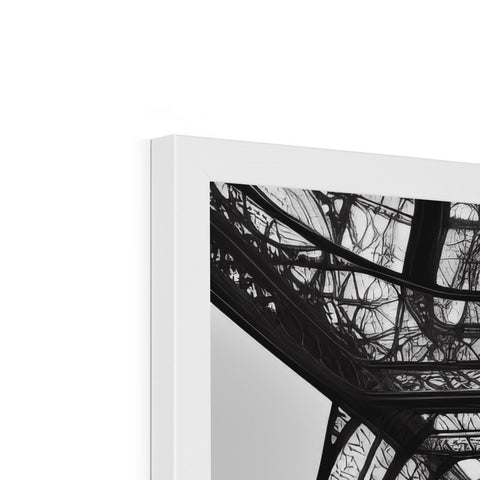 A picture of Paris and the Eiffel tower on a white picture frame.