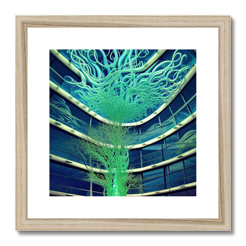 A picture of an art print of broccoli sprout on a tree with a leaf on