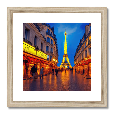 A picture of Paris covered in gold is mounted on a frame at a small house.