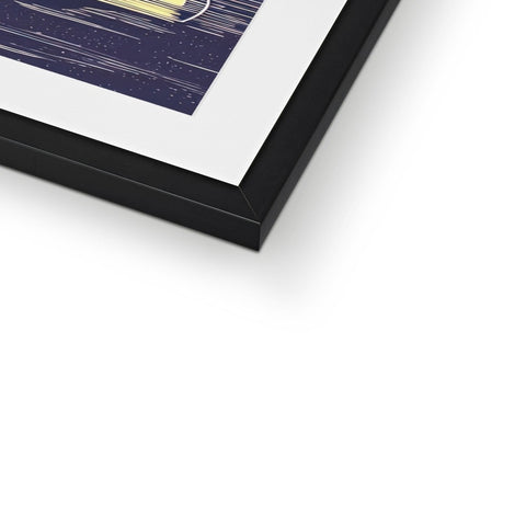 An art print is shown on a photo frame.