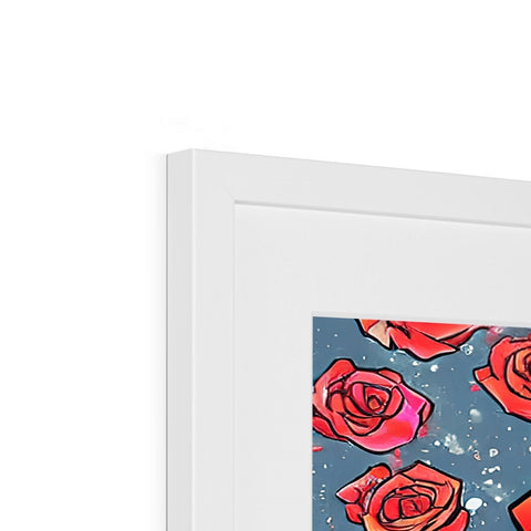 A picture frame sitting beside an image of flowers and stars in a picture frame