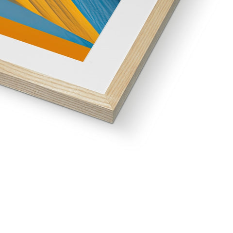 A picture of an art print on a wooden frame.