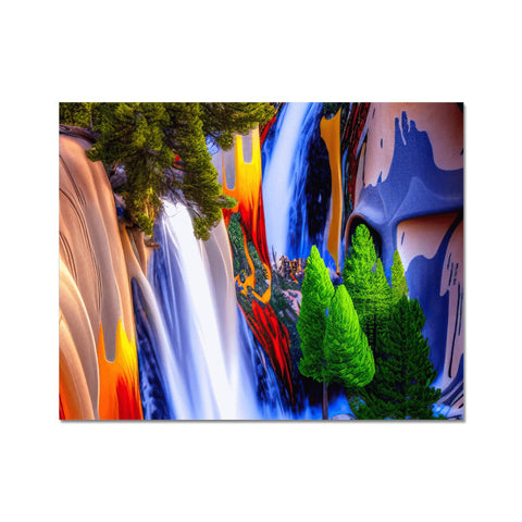 A wall art art print of waterfalls with a waterfall on it, on it is