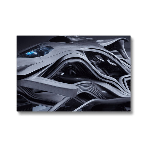 An acrylic image of car hood on a white wall.