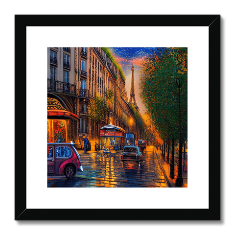 A view of a city street decorated by art print.