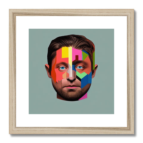 A white art print with a rainbow on the right side.