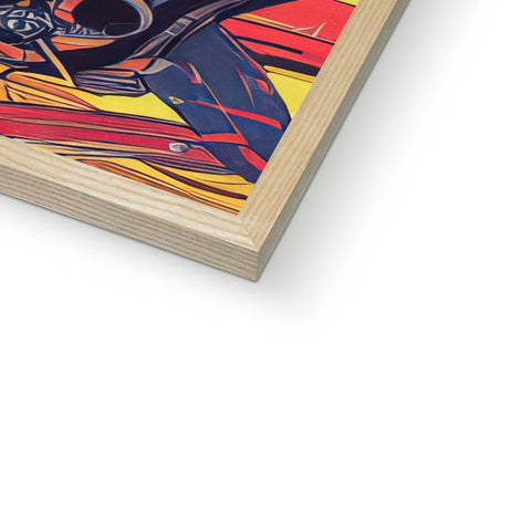 A softcover book sitting on top of a wooden page with colorful art on it.