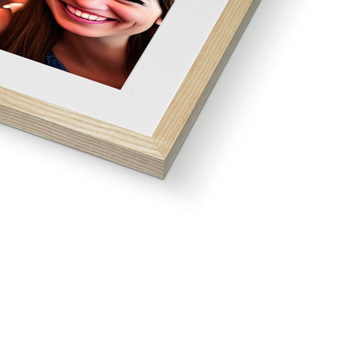 An image of a picture frame and a woman in a photo frame in a wood frame