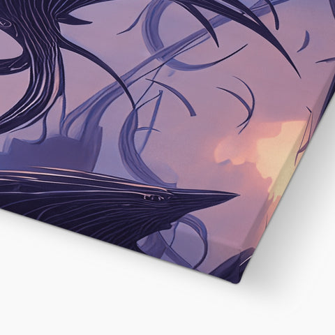A couple of purple birds peeping out of a window to sit on a book cover